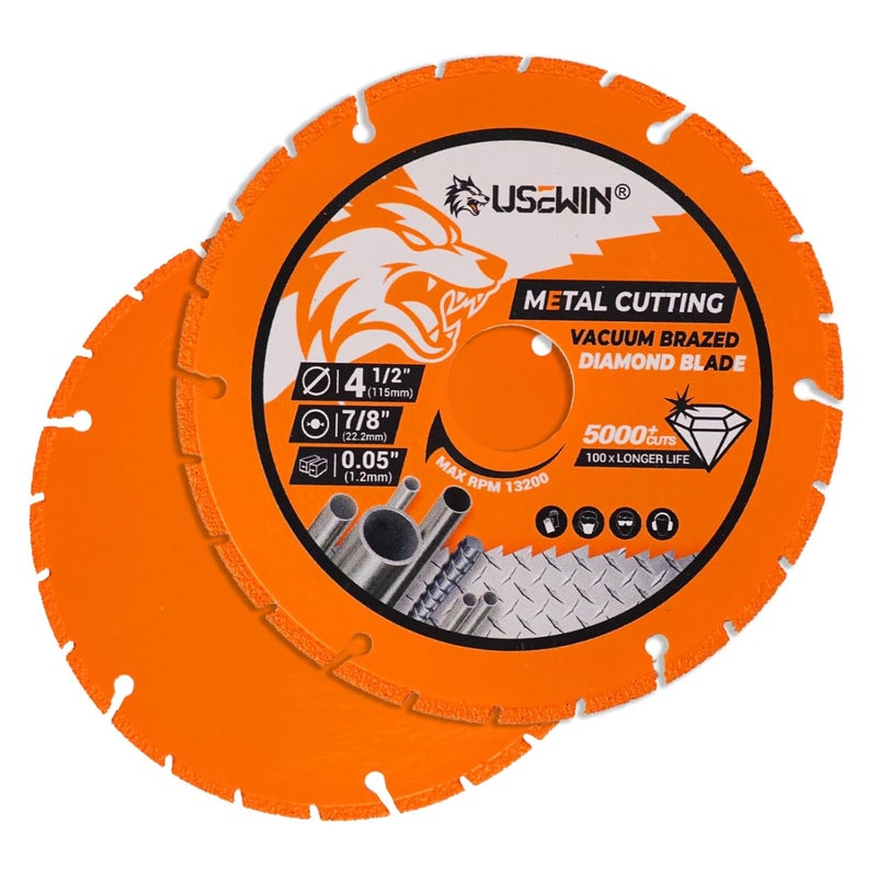 USEWIN 2 Pack Cut Off Wheels 4 1/2 Inch with 7/8" Arbor, Angle Grinder Cutting Disc, Diamond Cutting Wheel with 5000+ Cuts on INOX, Rebar, Angle Iron and Steel - Image 1
